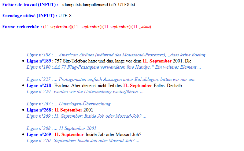 Screenshot des contextes présentés en HTML
