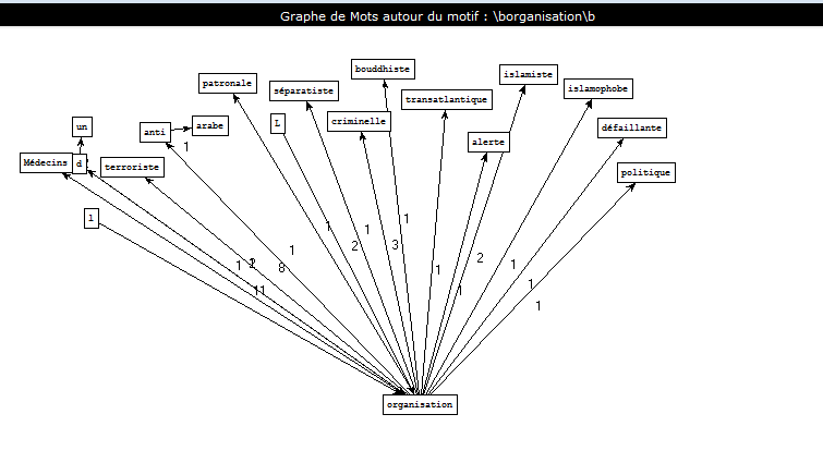 Graphe de Mots autour du Motif Organisation